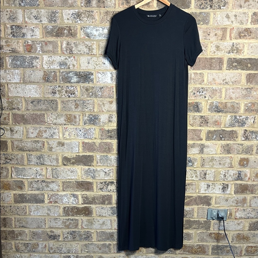 Athleta Black Short Sleeve Maxi Dress